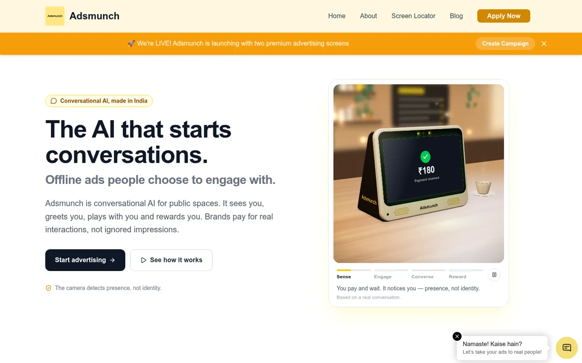 The Adsmunch website's home page