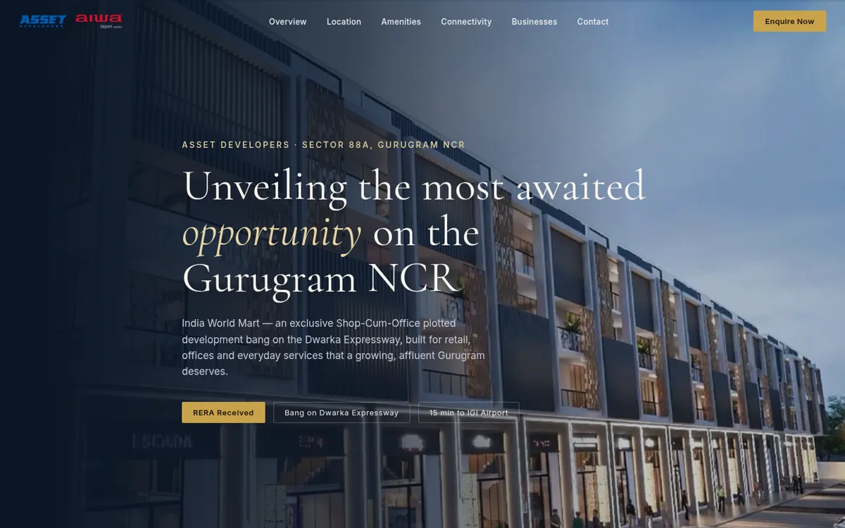 The India World Mart launch site's home page