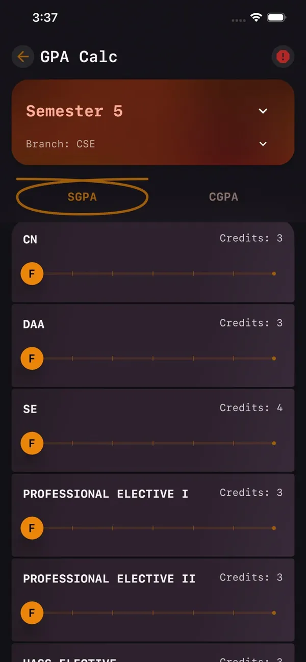 KIITO GPA calculator for a semester