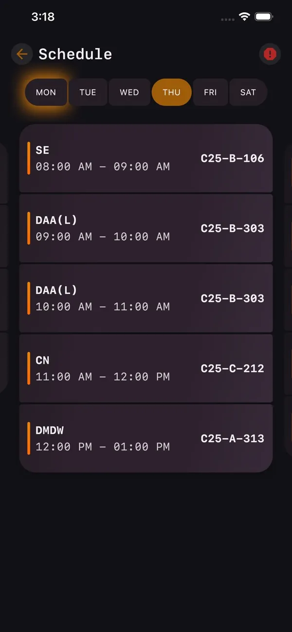 KIITO weekly schedule with classes and rooms